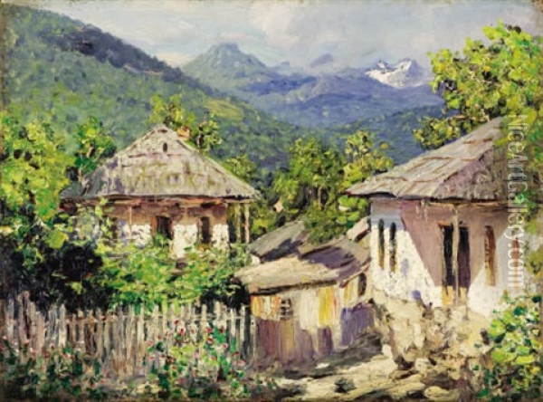Village Scene Oil Painting - Nikolai Nikanorovich Dubovskoy