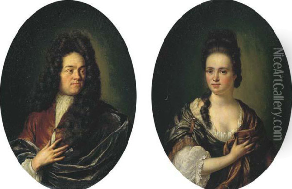 Portraits D'homme Et De Femme Oil Painting - Willem van Mieris