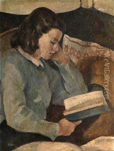 Girl Reading Oil Painting - Georges (Karpeles) Kars