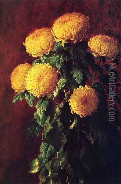 Chrysanthemums Oil Painting - John Ross Key