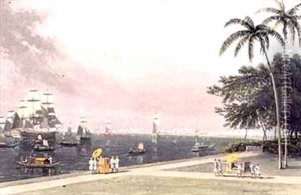 View of Calcutta from the Garden Reach Oil Painting - Thomas & William Daniell