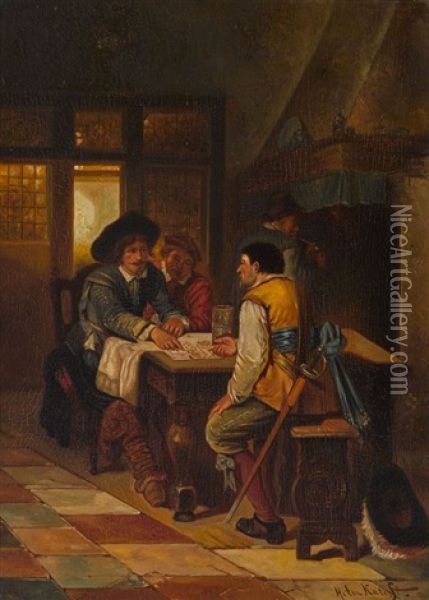 Kartenspieler In Der Kaminstube Oil Painting - Herman Frederik Carel ten Kate