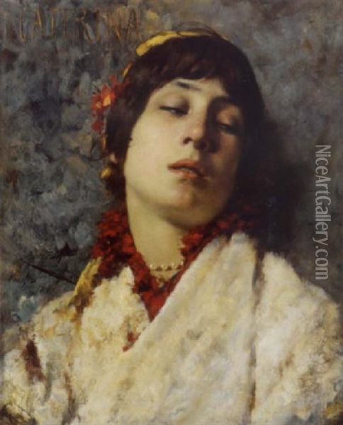 Portrait De Catarina Oil Painting - Theobald Chartran
