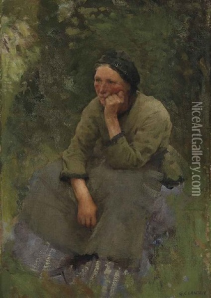 A Moment's Rest Oil Painting - Sir George Clausen