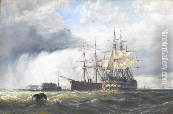 Sail And Steam In Spithead Oil Painting - Henry Thomas Dawson
