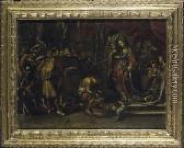Banchetto Di Erode; E Salome E La Testa Di San Giovannibattista Oil Painting - Peter Paul Rubens