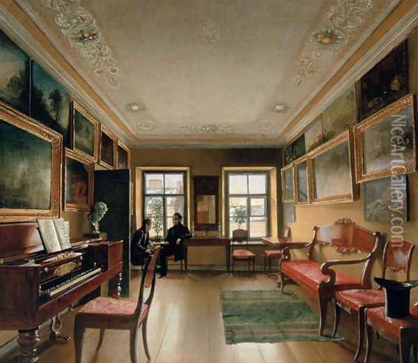 Interior of a Manor House, 1830s Oil Painting - Alexei Vasilievich Tyranov