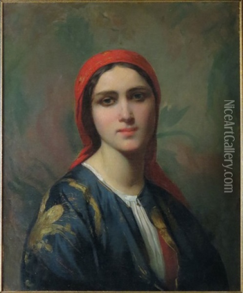 Orientalist Portrait Of Woman Oil Painting - Charles Zacharie Landelle
