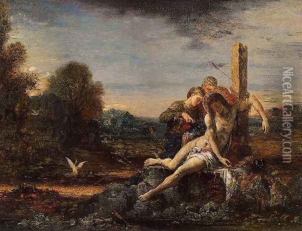 Saint Sebastian being Tended by Saintly Women Oil Painting - Gustave Moreau