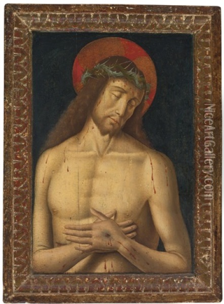 Christ As The Man Of Sorrows Oil Painting - Giovanni Santi