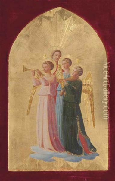 Four Music Making Angels Oil Painting - Fra Angelico