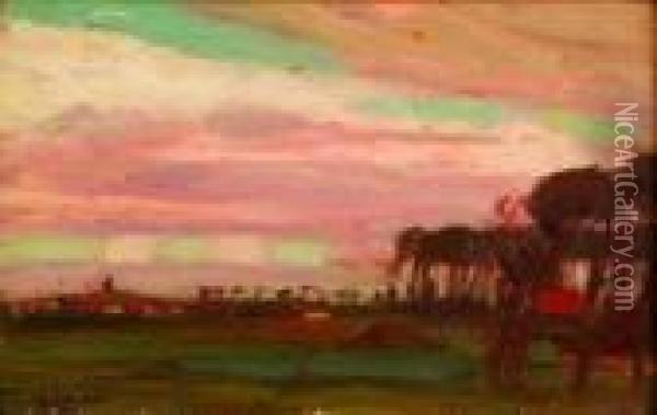 Field And Distant Trees Oil Painting - Robert Henry Logan