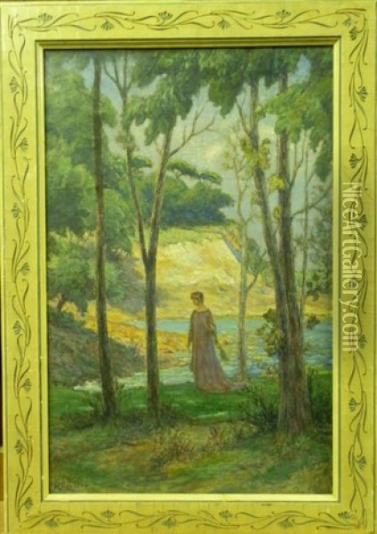 Femme Au Bord De La Mer Oil Painting - Henrik Georges Charrier