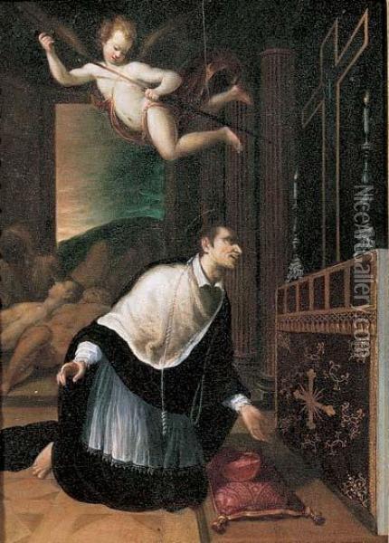 San Carlo Borromeo Orante Per La Cessazione Della Peste Oil Painting - Andrea Commodi