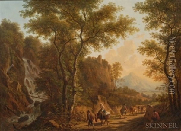Travelers On A Wilderness Road Oil Painting - Victor de Grailly