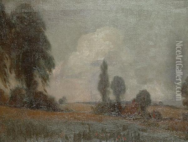 Landscape Under Stormy Skies. Oil Painting - James Hamilton Hay