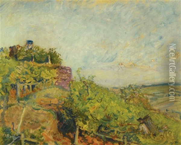 Pfalzische Weinernte (wine Harvest In The Palatinate) Oil Painting - Max Slevogt