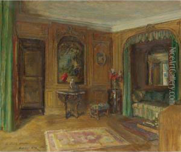Edith Wharton's Bedroom At Pavillon Colombe Oil Painting - Walter Gay