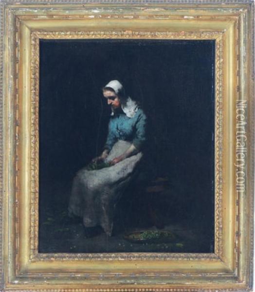 A Woman Seated Oil Painting - Theodule Augustine Ribot