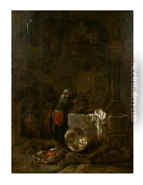 Woman Drawing Water Oil Painting - Willem Kalf