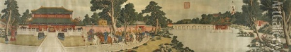 Archery Competition At Ziguangge Oil Painting -  Lang Shining (Giuseppe Castiglione)