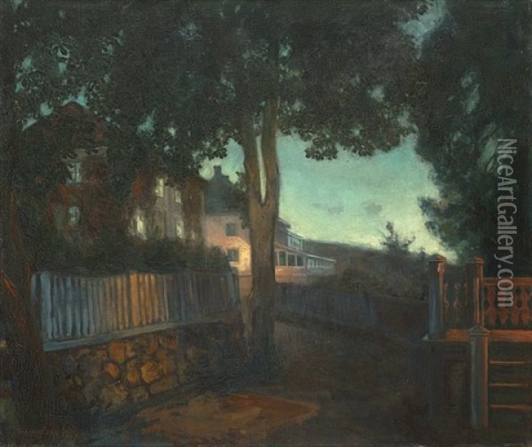 Aften Utenfor Det Hvite Huset Oil Painting - Thorolf Holmboe