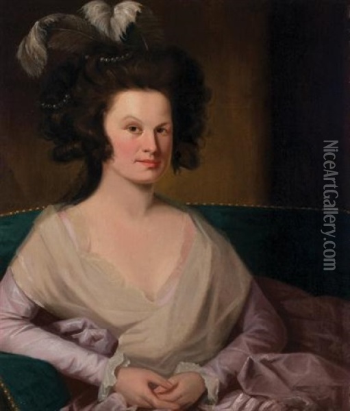 Portrait Of Mrs. Nathaniel Gardner (mary Ann Lewis) Oil Painting - John Johnston