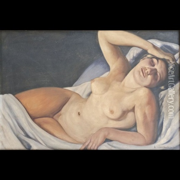 Nudo Di Donna Distesa Oil Painting - Luigi Corbellini