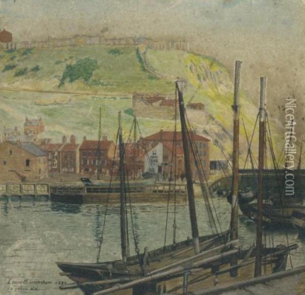 View Of A Harbour Oil Painting - Louis H. Grimshaw
