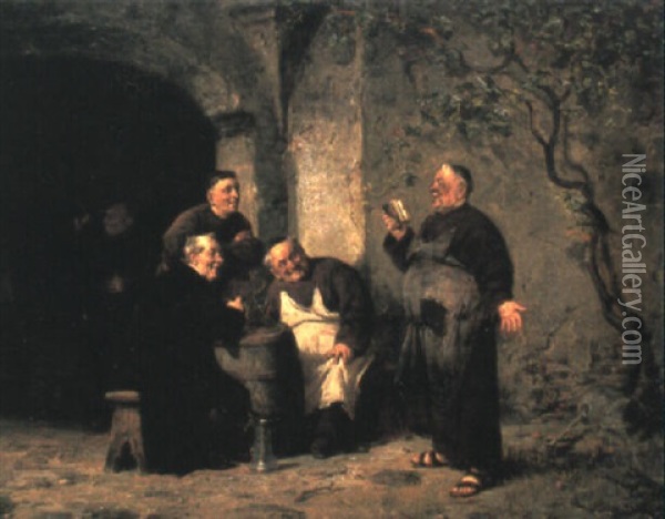 Reveling Monks Oil Painting - Adolf Humborg