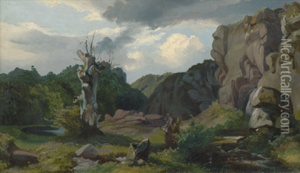 Felsige Bachlandschaft Oil Painting - Carl Maria Nicolaus Hummel