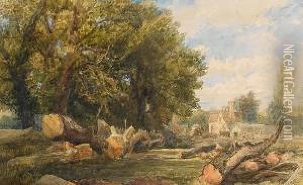 Storing Timber Near Arundel Oil Painting - Thomas Collier