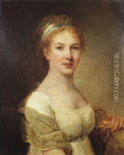 Portrait D'une Femme Peintre (autoportrait?) Oil Painting - Marie-Victoire Lemoine