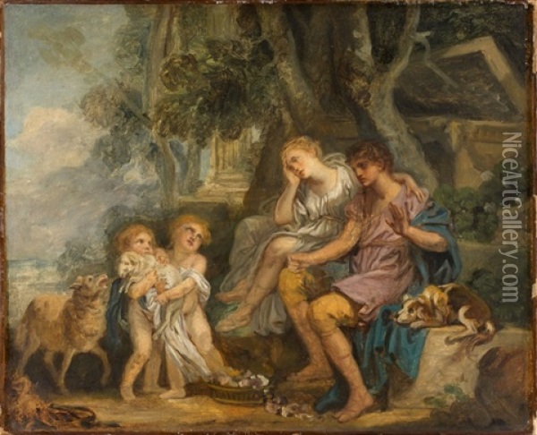 Un Premier Chagrin Oil Painting - Jean Baptiste Greuze