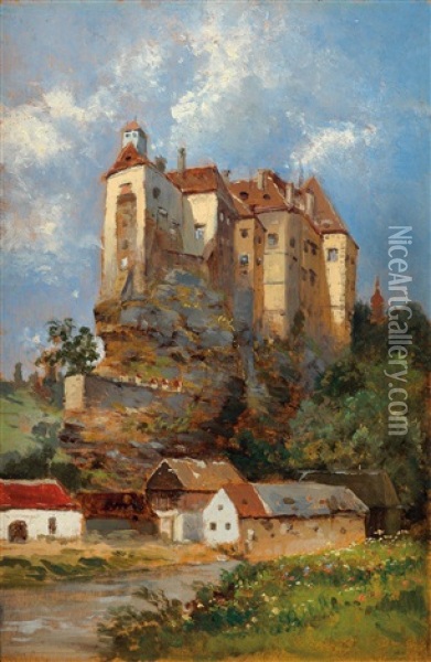 View Of Schlos Raabs Oil Painting - Theodor von Hoermann
