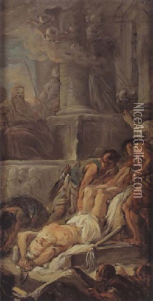 Martyre De Saint Andre Oil Painting - Jean Baptiste Henri Deshays