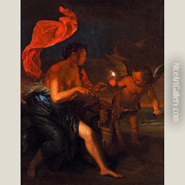 Venus Y Cupido Oil Painting - Godfried Schalcken