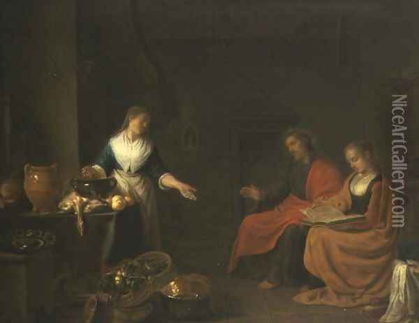 Christ in the House of Martha and Mary Oil Painting - Hendrick Maertensz. Sorch (see Sorgh)