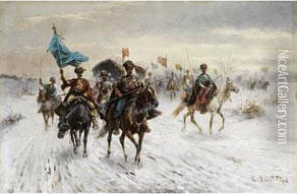 Kavallerie Oil Painting - Adolf Baumgartner