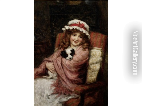 The New Puppy Oil Painting - George Sheridan Knowles