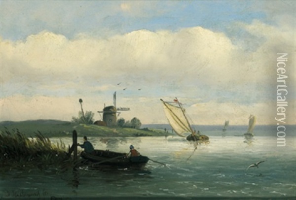 Hollandische Fluslandschaft Oil Painting - Joseph Hartogensis