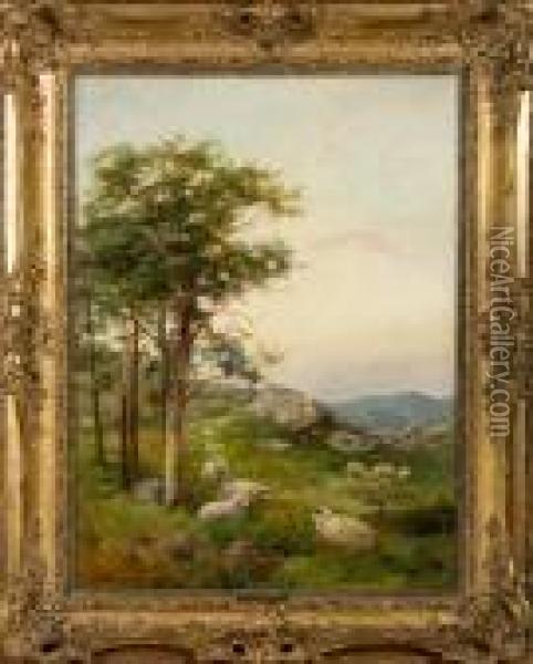 On The Hillside Oil Painting - David Bates