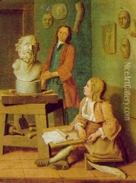 Im Atelier Des Bildhauers Oil Painting - Jan Josef Horemans the Younger