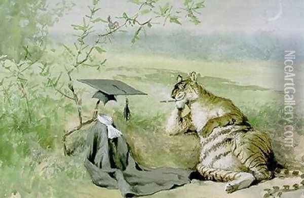 Tiger having eaten professor Oil Painting - Frederick Stuart Church