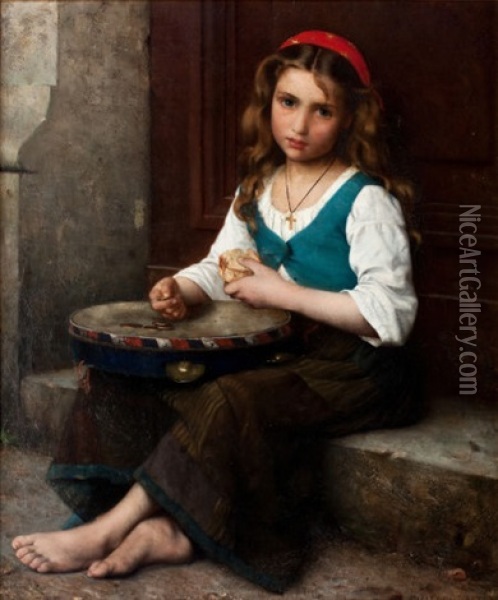 Peasant Girl Oil Painting - Alfred Guillou