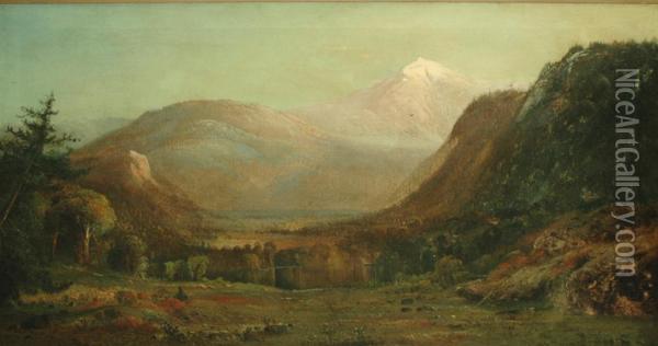 Western Landscape With A Lake And Mountains Oil Painting - Henry Arthur Elkins