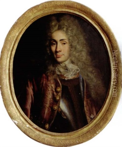 Portrait D'homme A La Veste Decore De L'ordre De Malte Oil Painting - Nicolas de Largilliere