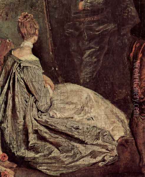 Rendez-vous de chasse (detail 2) Oil Painting - Jean-Antoine Watteau