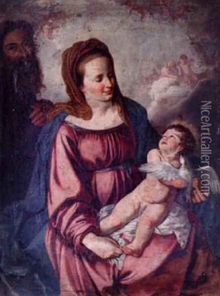 Den Heliga Familjen Oil Painting - Giovanni Battista Salvi (Il Sassoferrato)