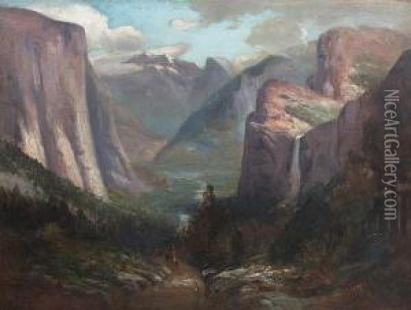 Yosemite Valley From Near Inspiration Point Oil Painting - Jules Mersfelder